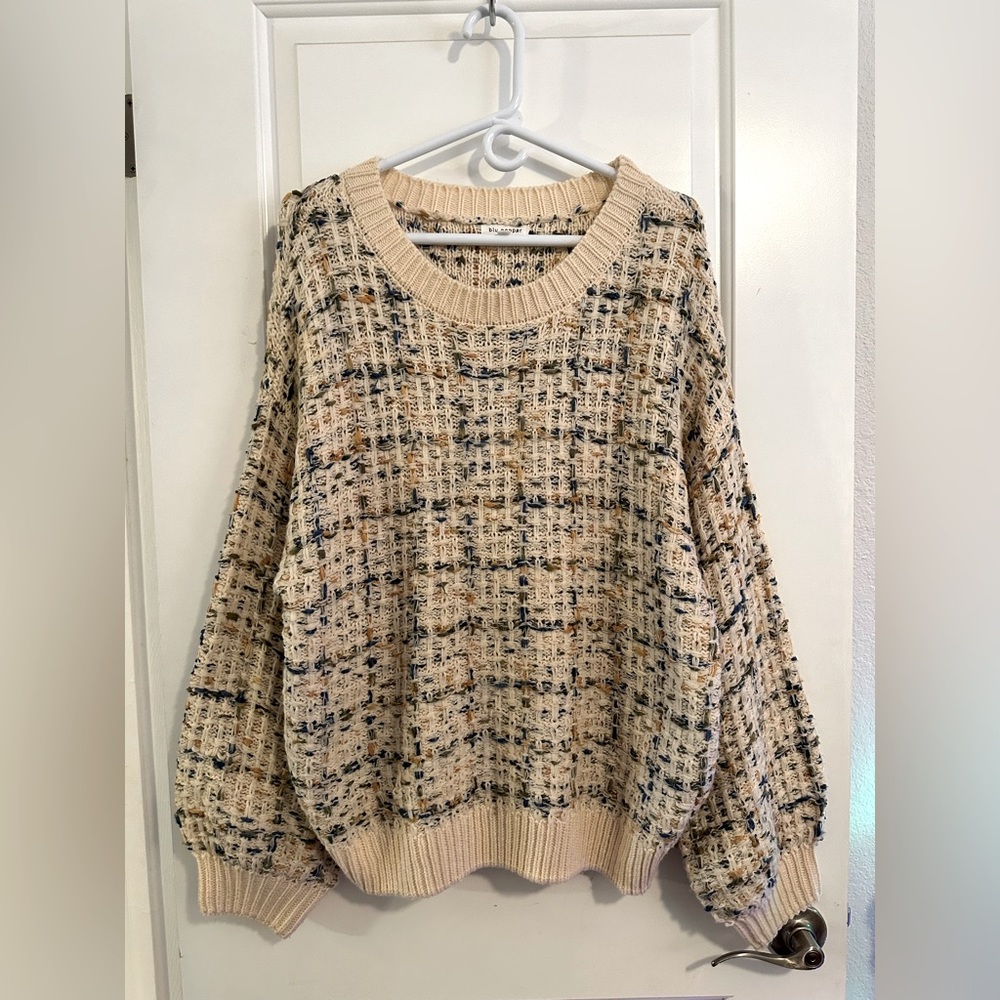 Women’s Boho Blu Pepper Cream Speckled Sweater LARGE